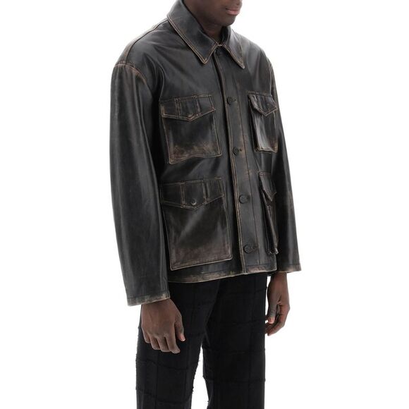 GOLDEN GOOSE Leone Aviator Jacket In Lived-In-Effect Leather - Picture 2 of 4